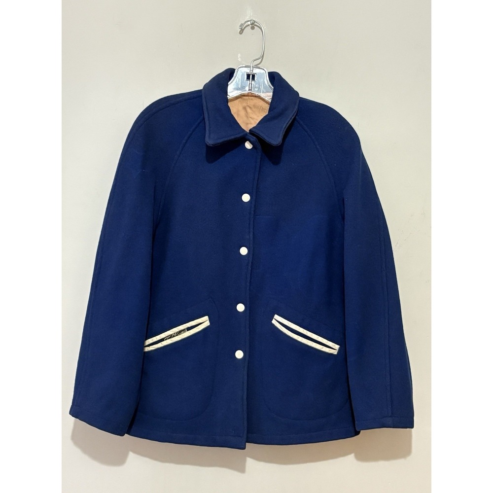 Vintage 1950s Varsity School Letterman Wool Jacket Womens M Faul & Crymes Blue